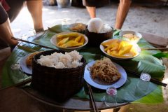 Traditionally sticky rice is eaten by hand