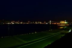 Rainbow bridge at night time